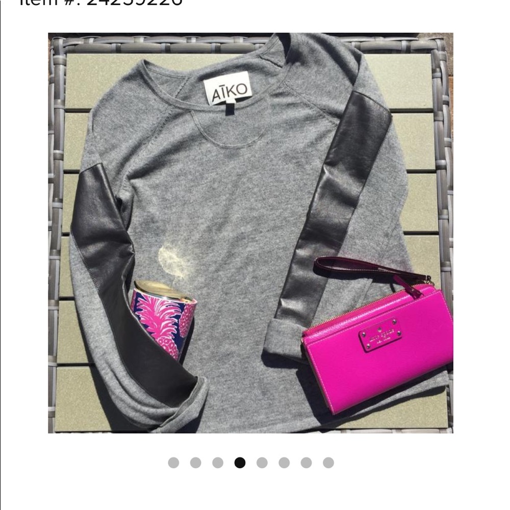 NWOTs Cashmere and Leather Gray Sleeve sweater